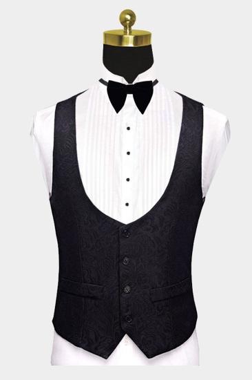 Business Black Mens Suit | Formal Three Piece Jacquard Wedding Suit_3