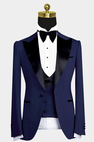 Maurice Cool Peaked Lapel Men Suit for Wedding | Dark Navy Men Suit_1