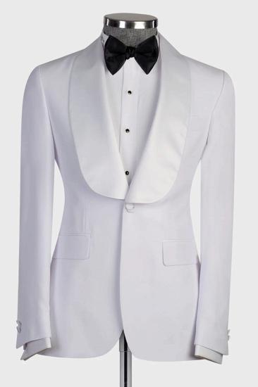 White Shawl Lapel Three Piece Tuxedo Men Custom Tailored Formal Suit For Wedding Prom Party Gala_2