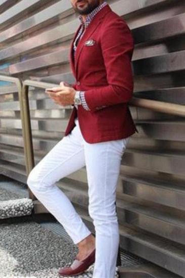 Red Blazer Jacket With Pants | Casual Slim Men Suits_1