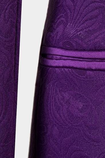 Vintage Jacquard Violet Men Suit |  Three Piece Prom Suit_5