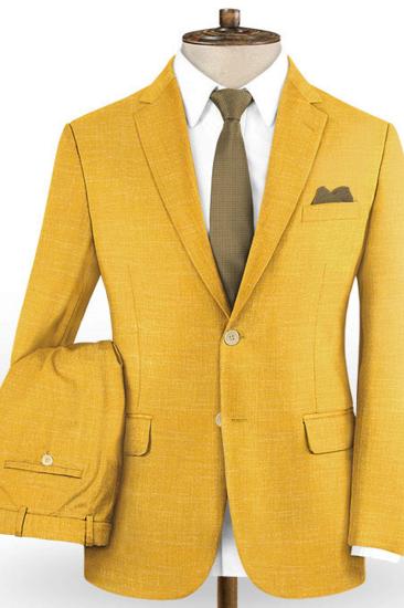 Vintage Yellow British Fashion Men Suits |  Two Piece Prom Outfits_2