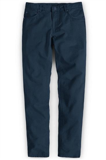 Navy Blue Men Business Pants With Zip Fly