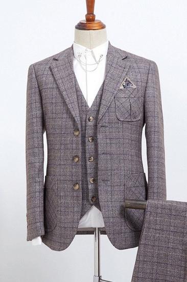 Barret's New Grey Plaid 3-Pack Slim Fit Suit_2