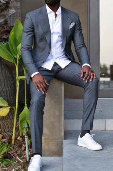 Caleb Dark Grey Pointed Lapel Slim Fit Stylish Formal Business Men Suit_1