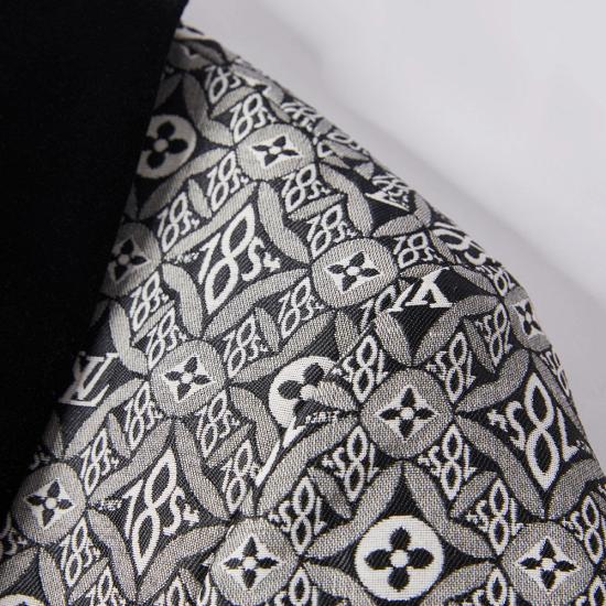 New Black Slim Fit Shawl Collar Jacquard Mens Prom Two Piece Suits_3