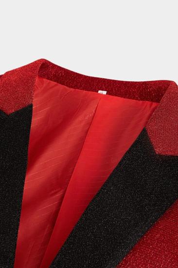 Red Sequin Lapel Blazer |  Gael One Button Men Blazer_3