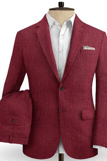 Trendy Red Men Blazer With Two Buttons |   Linen Prom Evening Suits_2