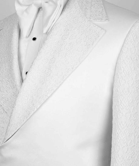 Brady Slim Fancy White Jacquard Notched Lapel Prom Suits With White Crossover Satin Panel_2