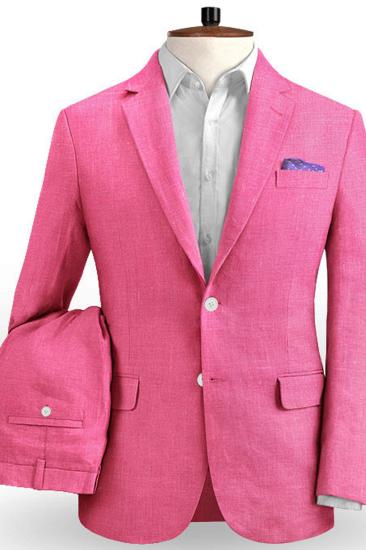 Fuchsia Jacket Pants Design Linen Men Suit |  Formal Slim Fit Blazer Summer Beach Tuxedo_2