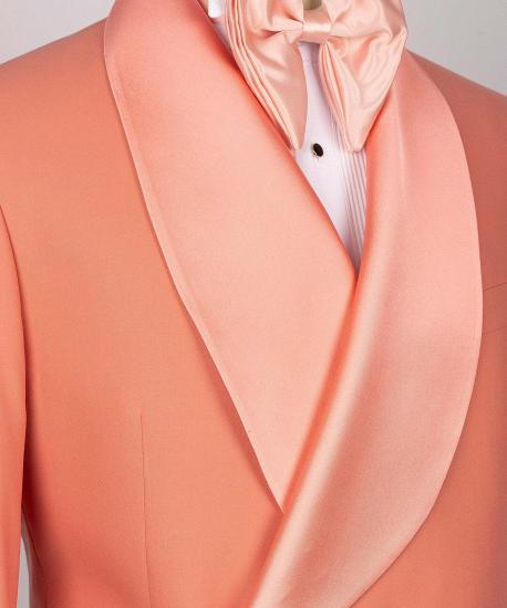 Dazzling Orange Shawl Lapel Double Breasted Men Wedding Suits_3