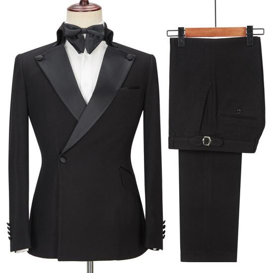 Shaun Black Fashion Slim Fit Pointed Lapel Mens Fit for Prom_4