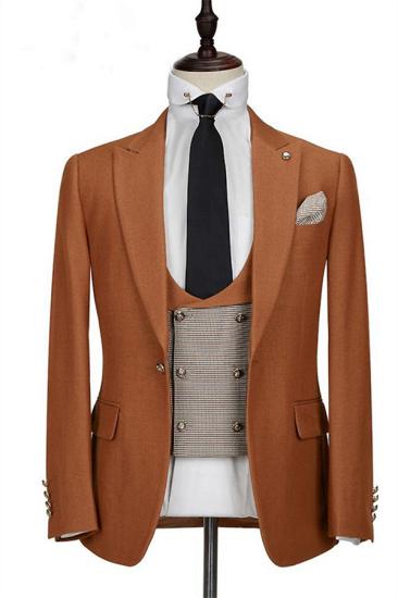 Men Caramel Slim Fit Dinner Suit |  Formal Custom Prom Suit Tuxedo Three Piece_2