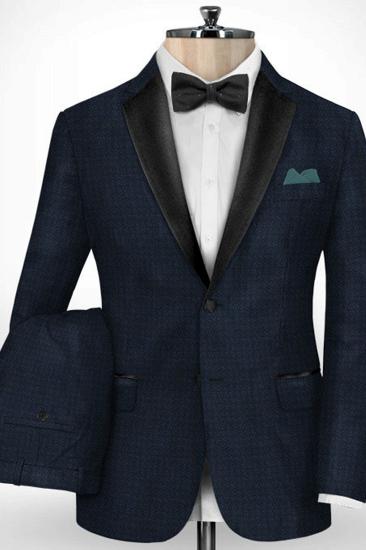 Dark Blue Plaid Men Suit | Men Slim Fit Tuxedo_2