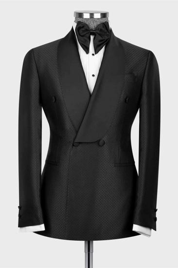 Fashion Black Shawl Lapel Double Breasted Two-Piece Men's Suit