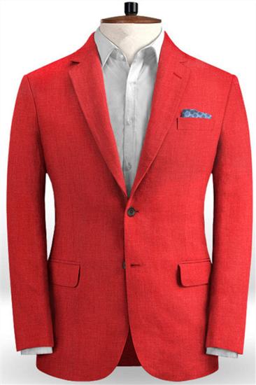 Red Wedding Groom Mens Suit | 2 Piece Jacket Pants Vest Tuxedo with Notch Lapel_1