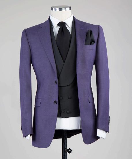 Design Notched Lapel Three Piece Tailored Men Suit_2