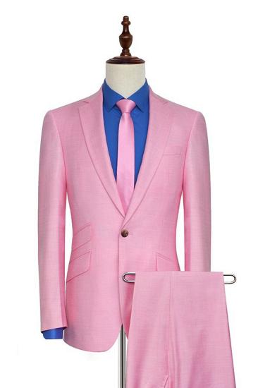 Candy Pink Three Slant Pocket Men Suit |  Office Fashion Business Suit_2