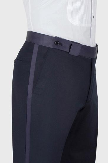 Navy Blue Wool Ball｜Wedding Center Seam Hem Men's Pants_1