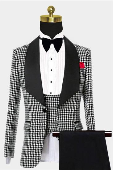 Black and White Houndstooth Tuxedo | Business Three Piece Mens Suit