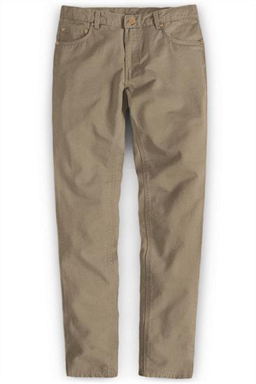 New men's slim fashion solid color business casual trousers_1