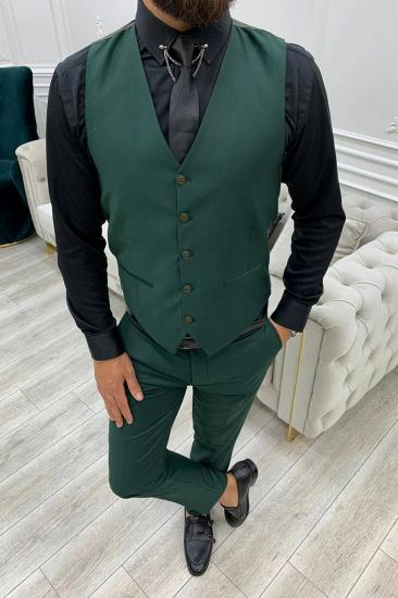 Jungle Green Men's Slim Fit Single Button Ball Three-Piece Prom Suit_4