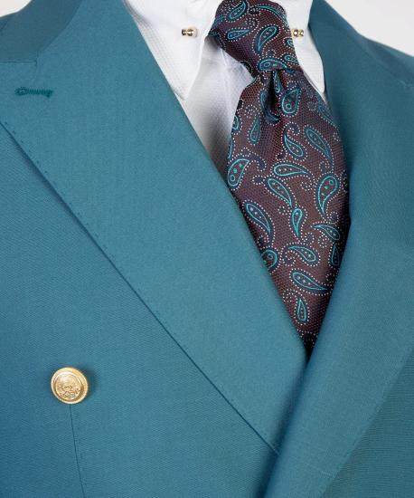 Stylish Blue Point Collar Two-Piece Men's Suit_2