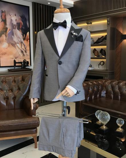 Gray Slim Fit Peak Collar Jacket Trousers Kids Tuxedo Suit | Boys Suit