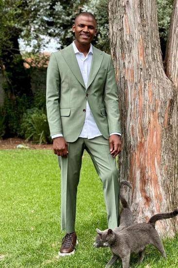 Brady Green Peaked Lapel Two Buttons Two Prom Suits With Flaps_1