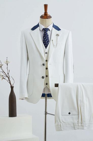 Bowen Simple White 3 Piece Slim Fit Mens Business Suit_1