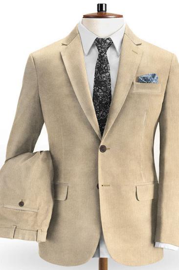Mens Champagne Two Piece Tuxedo |  Corduroy Fashion Prom Suit for Men_2