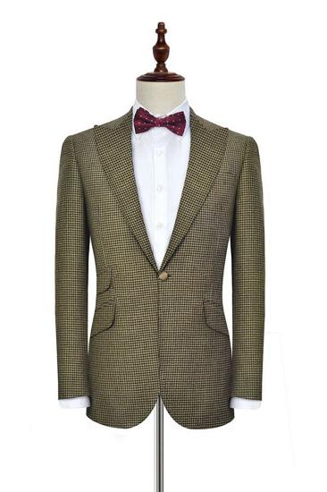 Three Flap Pockets Gold Mens Suit | Formal Point Collar Suit_3