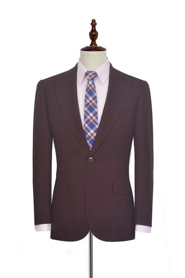 Mens Peak Lapel Burgundy Suit |  Formal One-Click Business Suit_1