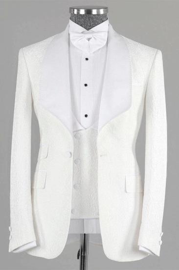 Jacquard Three-piece Shawl Lapel Custom Wedding Suit_1