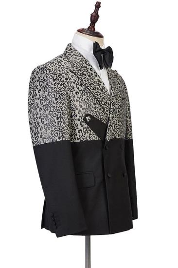 Ryder Cool Leopard Black Double Breasted Mens Suit_2