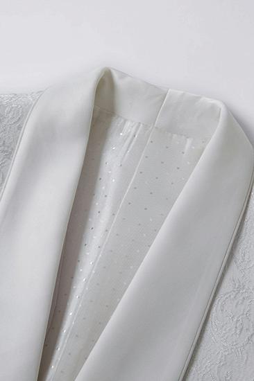 White Shawl Bollar Men Jacquard Three Piece Suit | Men Wedding Suits_7