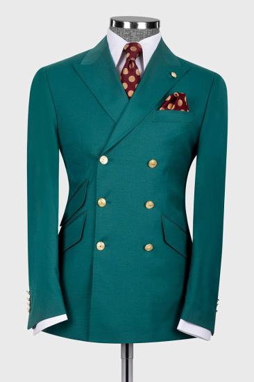 Chic Green Double Breasted Mens suits | Mens Two Piece Suit_1
