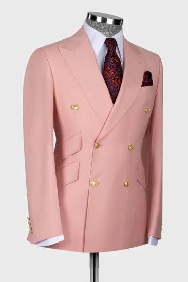 Stylish Pink Double Breasted Men Two Piece Suit | Three Pocket Suit_2