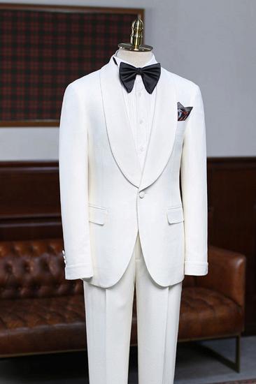 Alva Classic White 2 Piece Slim Fit Custom Groom Wedding Set_1