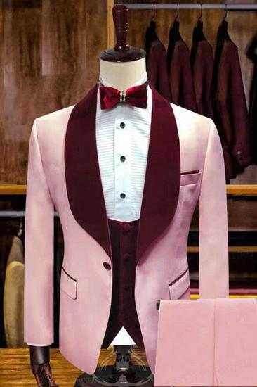 Tyson Candy Pink Stylsih Shawl Lapel Slim Fit Men Suits for Wedding_2