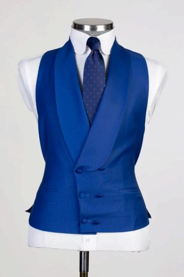 Fashion Royal Blue Shawl Lapel Double Breasted Vest