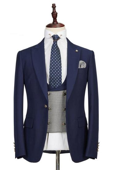 Maddox Navy Blue Peaked Lapel Formal Business Men Suits Online_3
