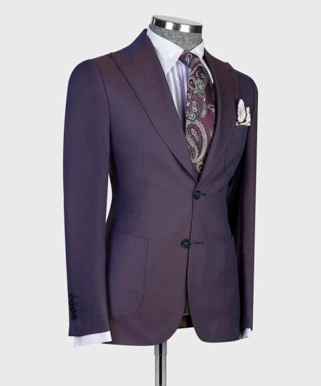 Eamonn Modern Dark Purple Three Piece Point Lapel Men's Business Suit_5