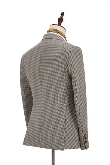 Light Khaki Notch Lapel Three Piece Men Suit With Dark Coffee Waistcoat_2