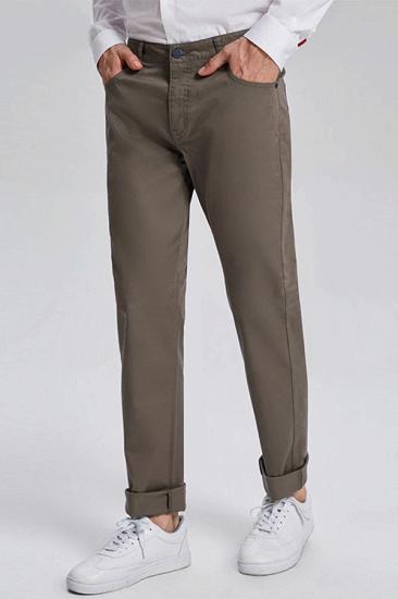 Trendy Olive Green Cotton Roll Up Cuff Men Casual Pants_2
