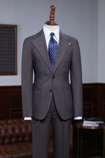 Tim Formal Coffee Notched Lapel 2 Button Custom Business Suit_1