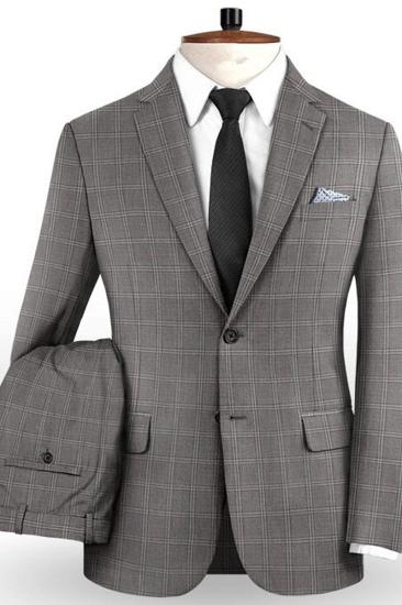 2-Piece Plaid Slim Fit Prom Suit | Brand Designer Business Suit Tuxedo_2