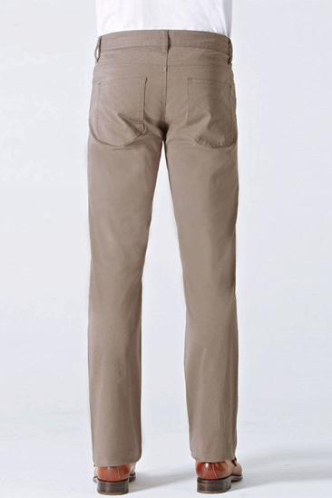 Men Light Brown Cotton Classic Business Straight Pants_2