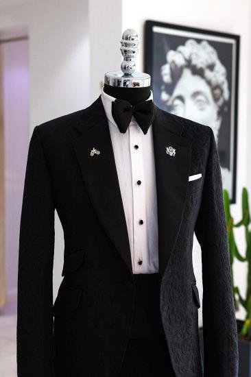 Richard Black Notched Lapel Jacquard Prom Suits | Men's Formal Tuxedo for Weddings & Galas_3
