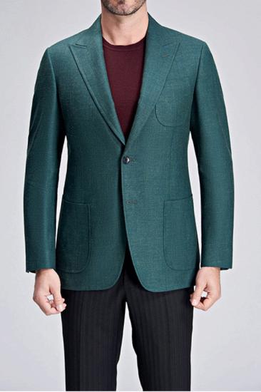 Stylich Mens Green Patch Pocket Lapel Everyday Casual Slim Fit Blazer_1